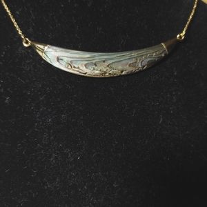 Natural Abalone shell horn shaped Pendent on 14K GP 18-20" chain necklace